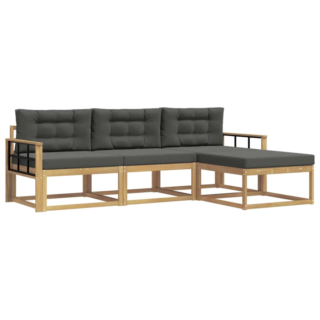 Set di divani da esterno 4 pz Bianco e Antracite Poliestere 3386281