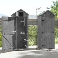 Capanno da Giardino Porta Attrezzi in Legno Impermeabile, 77x54.2x179cm - Grigio