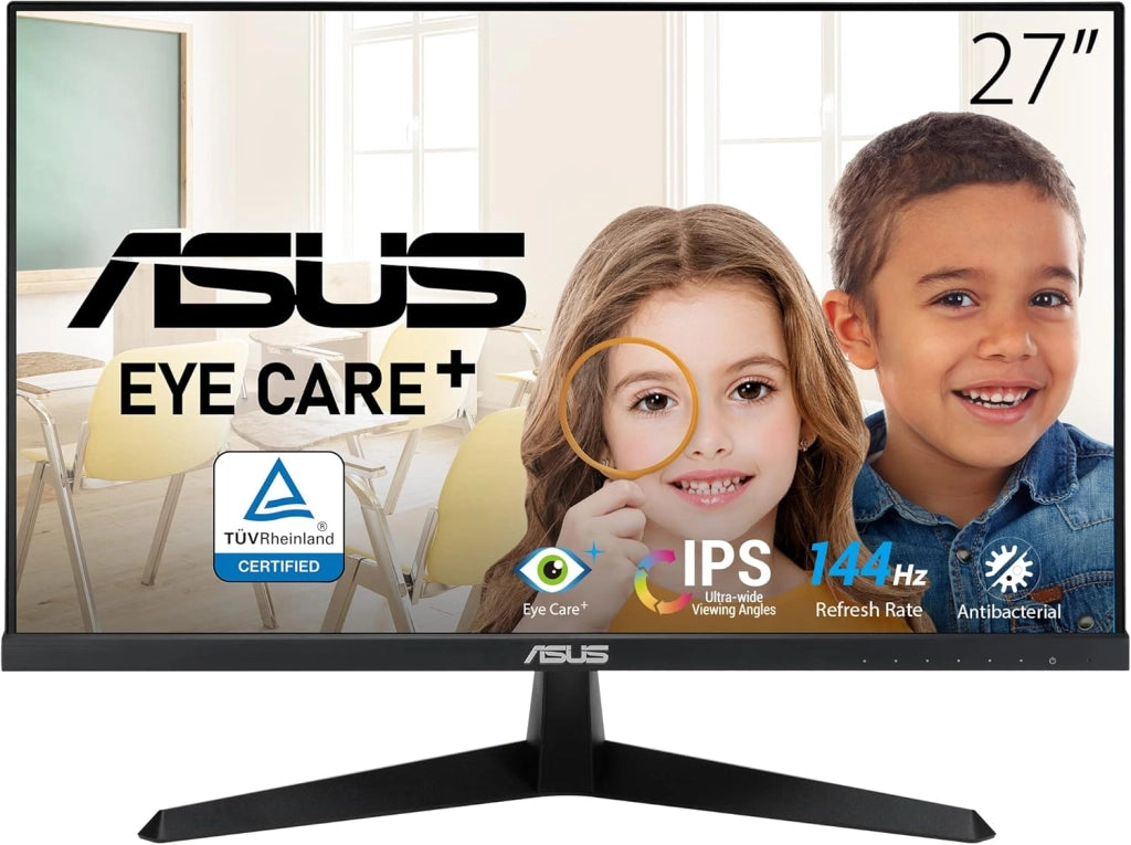 VY279HGE Eye Care Monitor Gaming 27” pollici FHD (1920 x 1080), IPS 144Hz, SmoothMotion, 1ms (MPRT), FreeSync Premium, Tecnologia Eye Care Plus, Filtro Luce Blu, Anti-sfarfallio, Nero