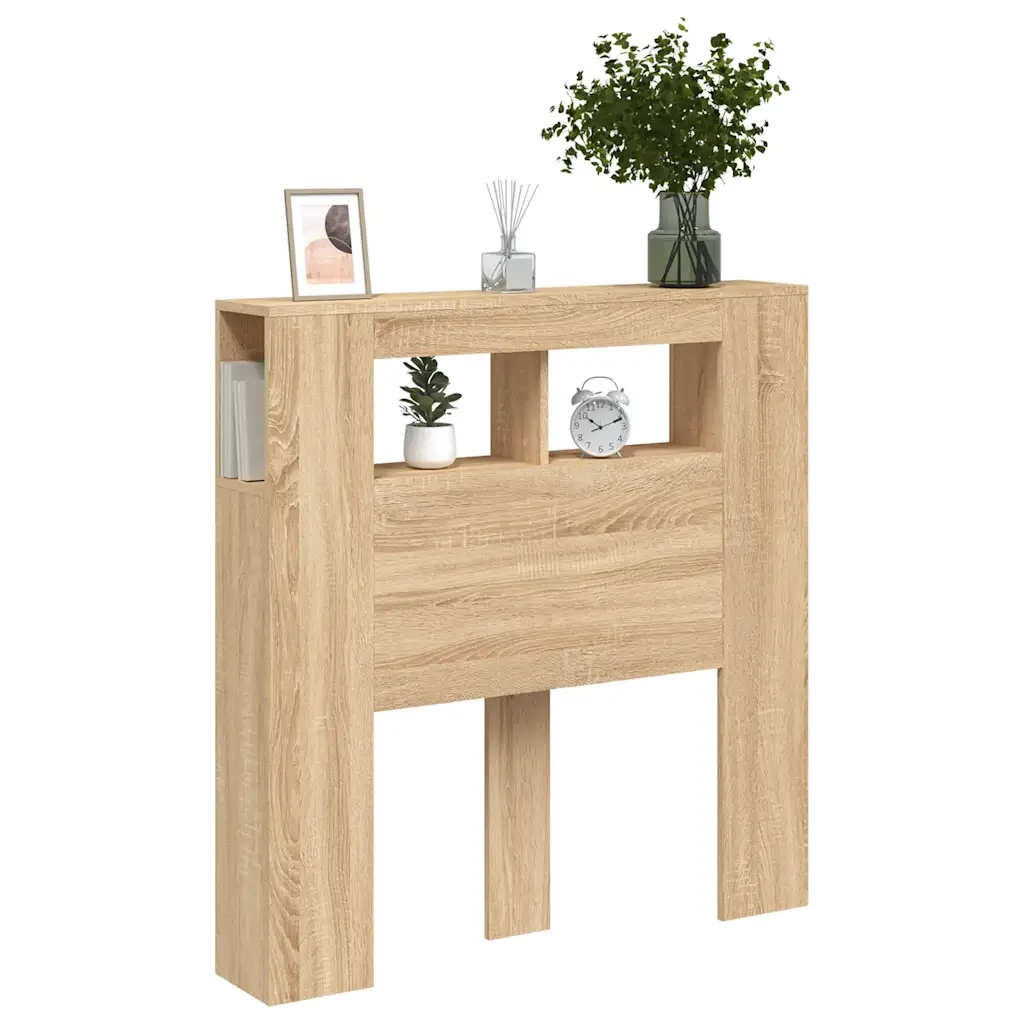 Testiera LED-Testata con LED-Testiera Decorativa Rovere Sonoma 100x18,5x103,5 cm Legno Multistrato