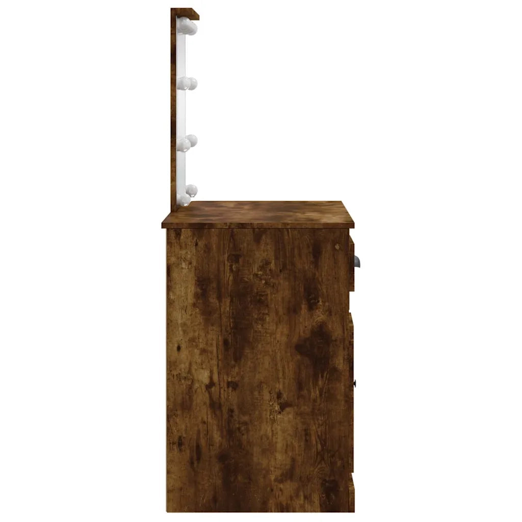 Toeletta con Luci LED Rovere Fumo 90x42x132,5 cm 834975
