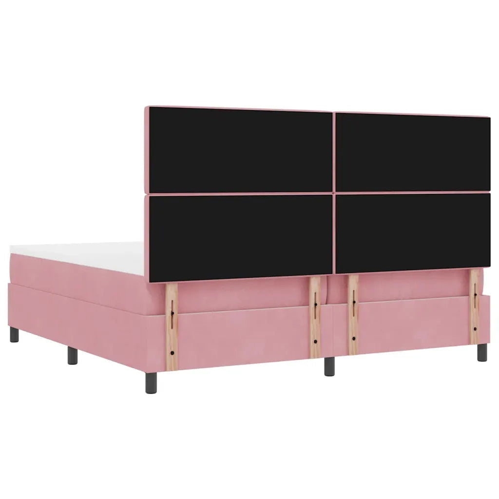 Letto a Sorgente LED con materasso Rosa 200 x 200 cm Velluto 3343273