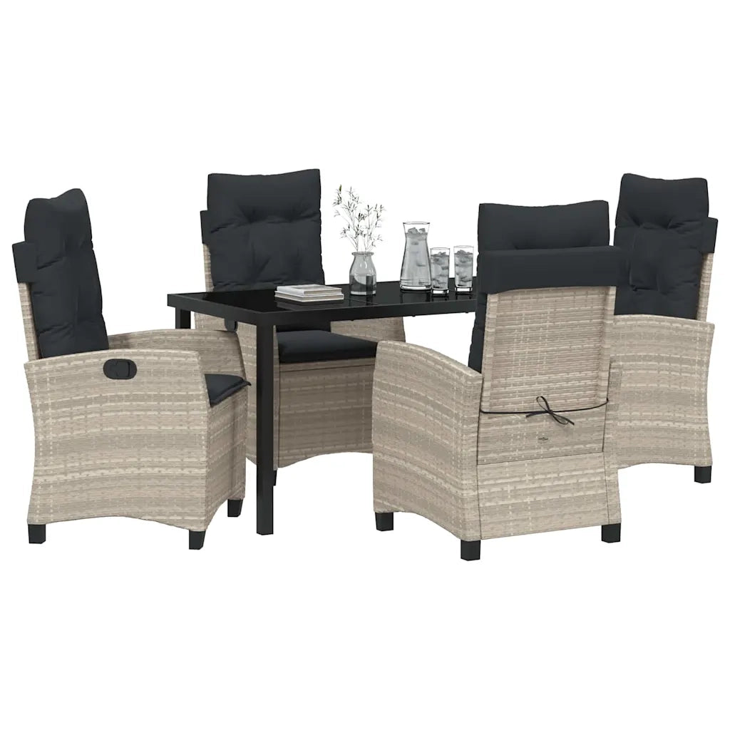 Set da Pranzo per Giardino 5 pcs Grigio chiaro polyrattan 3380409