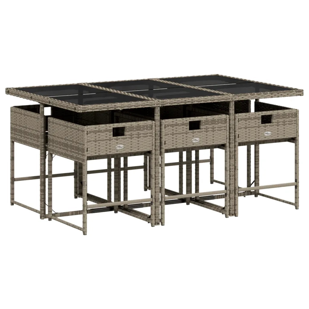 Set da pranzo da giardino da 7 pz con Cuscini in Polyrattan Grigio 3278040