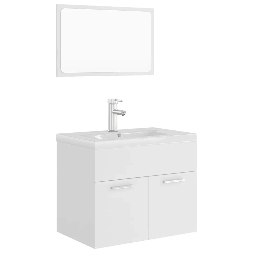 Set Mobili da Bagno Bianco in Legno Multistrato 3071315