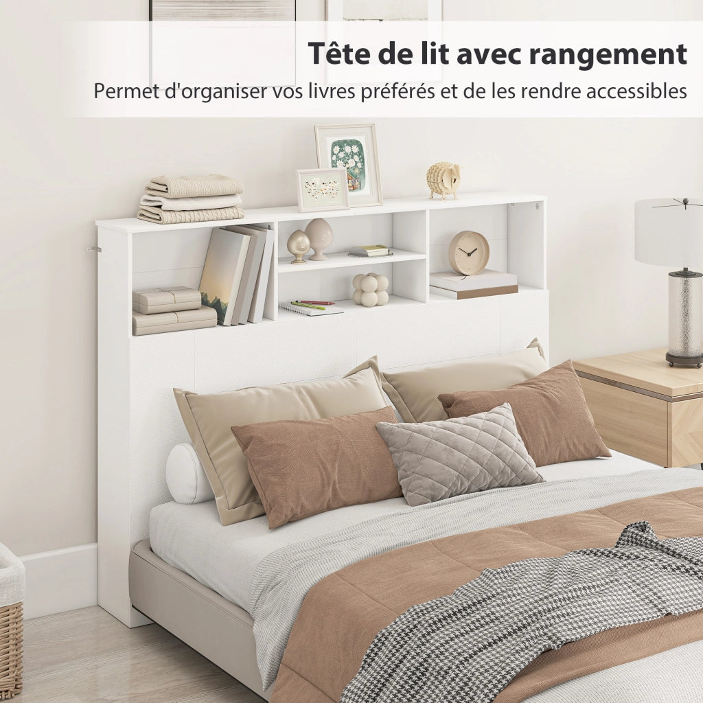 Testiera letto con contenitore ¨C Xylo ¨C 4 vani aperti 140x19x103,5 cm bianco