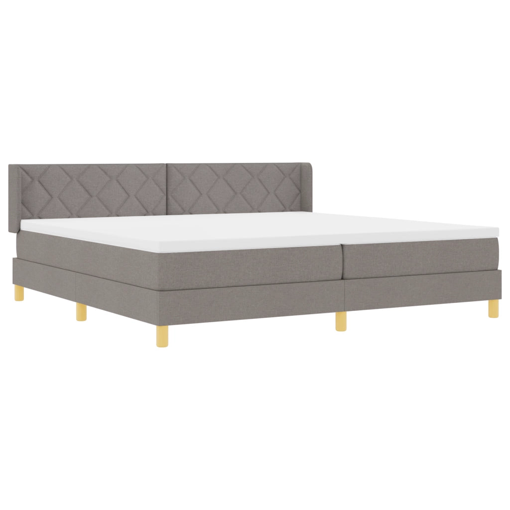 Letto Box Spring  con Materasso Tortora 200x200 cm Tessuto