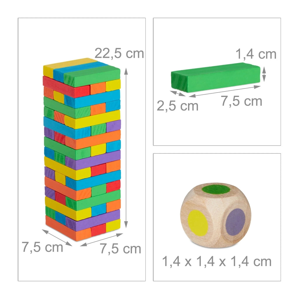 Gioco di impilamento in legno multicolore 40 x 10 x 10 cm per abilità e coordinazione in legno naturale 13_0003815