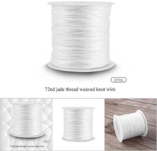 Corda a nodi 100m - Resistente e duraturo - Filo nylon - Corda con grani - Nodi macramé - Collana fai da te - Corda per collane