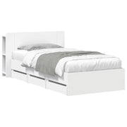 Letto singolo | Letto per adulti | Telaio del letto con storage con testiera Bianco 80 x 200 cm