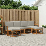 Set di divani da esterno 6 pcs Naturale e Grigio Chiaro