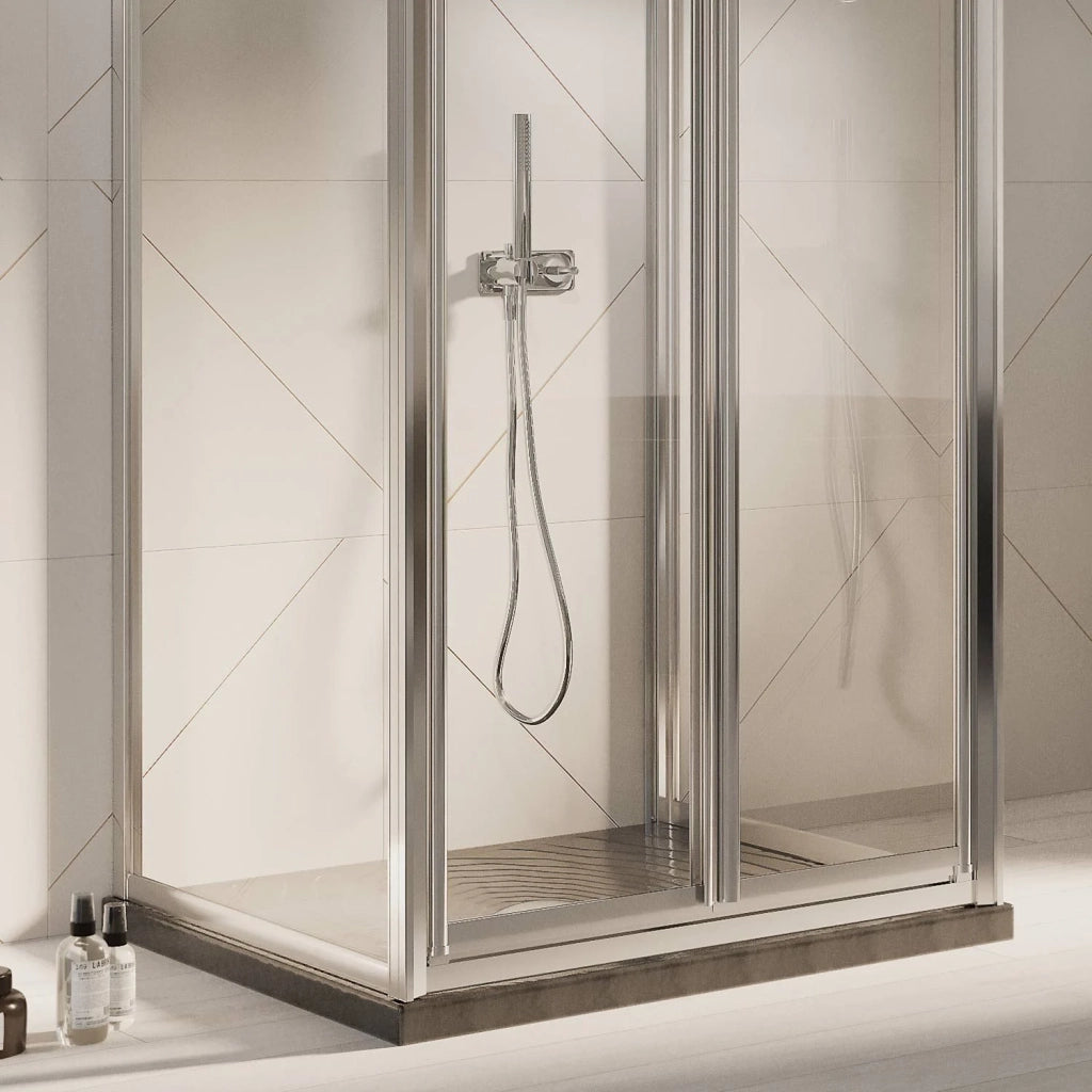 Box Doccia 3 lati 80x90x80CM H198 Cristallo Trasparente 2 Fissi+Saloon 2 Ante Battente 90 mod. West