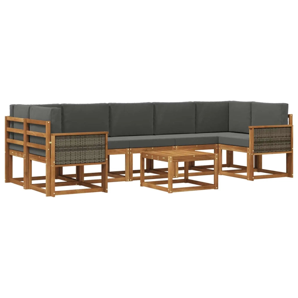Set di divani da esterno con cuscino 6 pcs Naturale e Antracite 3385068