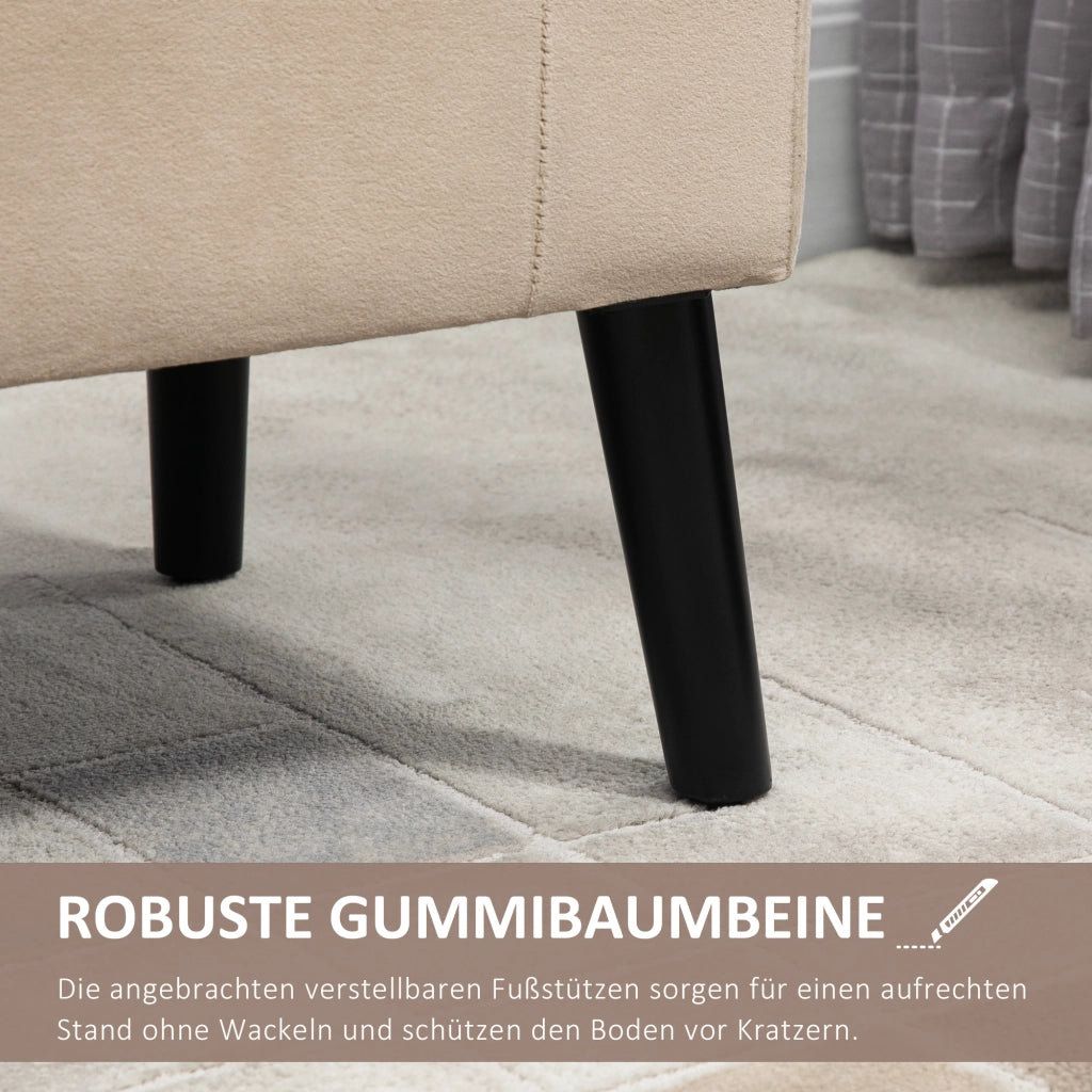Divano con cassetti e braccioli ¨C zephmum ¨C 111,5x41x65 cm, Beige, Poliestere vellutato