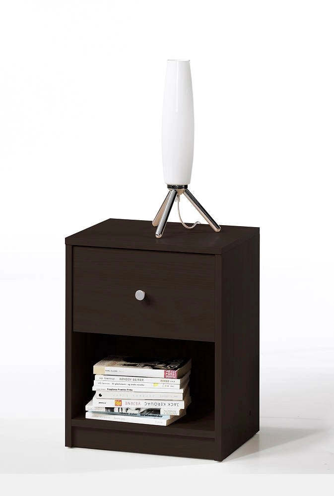 Conta, Comodino un Cassetto, 37.9x30.1x48.4h cm Marrone Noce