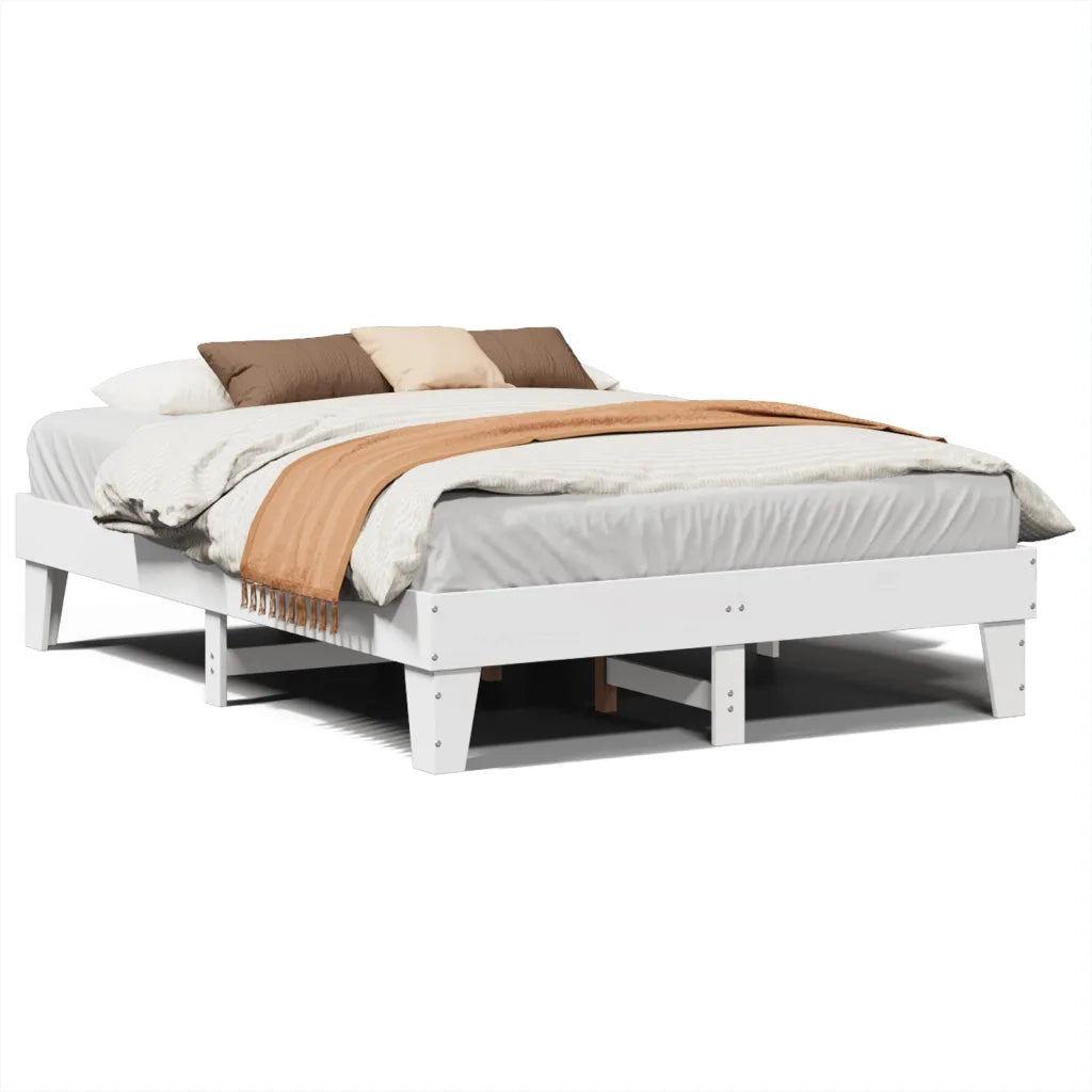 Letto senza Materasso Bianco 140x190 cm Legno Massello di Pino 855368