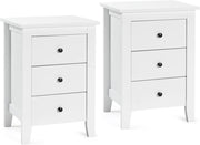 Comodino con 3 Cassetti, Cassettiera da Letto, Tavolino Spazioso con Struttura Resistente, per Salone e Camera da Letto, 46 x 37 x 65 cm (Bianco, 2 pezzo)