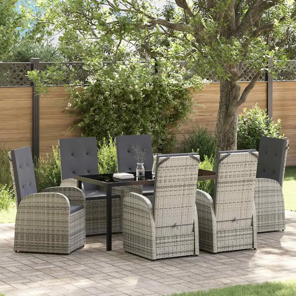 Set da Pranzo per Giardino con cuscino 7 pcs Grigio polyrattan 3379482