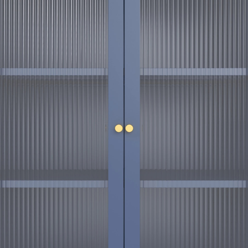 Armadio in metallo e vetro blu-grigio 180 cm YASMINE
