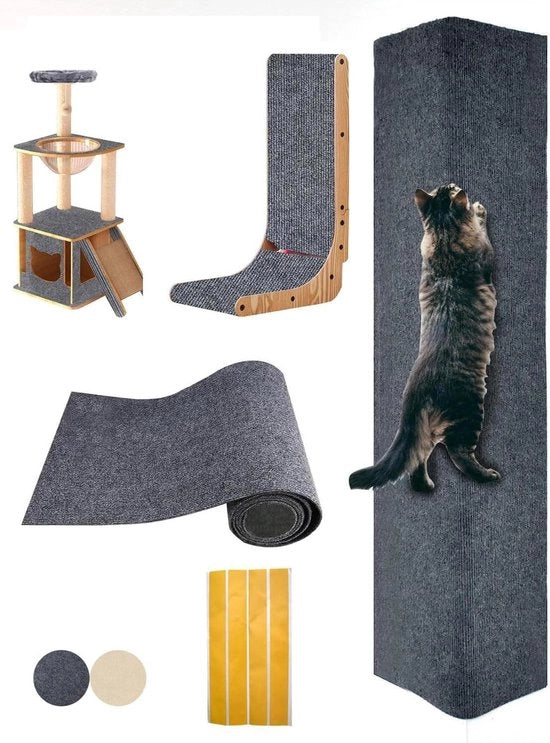 Tappeto autoadesivo per gatti - Krabmat - 1 pezzo - Grigio scuro - 200 x 40 cm