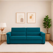 Brusasco, Divano Letto 2 Posti Sfoderabile Made in Italy, 205x95 cm Azzurro
