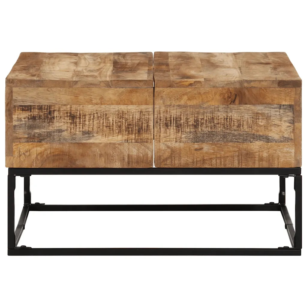 Tavolino da Salotto-Tavolino da soggiorno-Tavolo 68x68x41 cm in Legno di Mango Grezzo