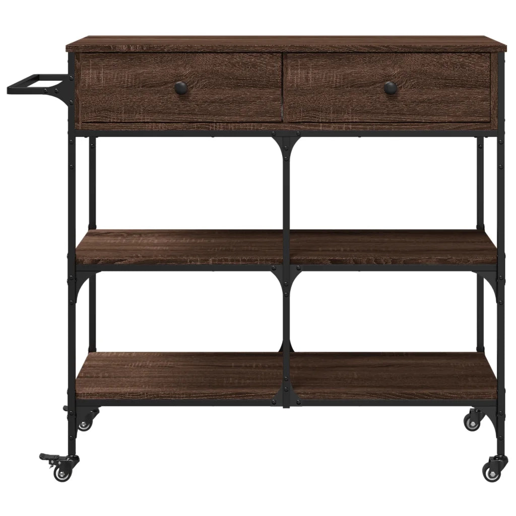 Carrello da Cucina-Scaffale per Cucina Rovere Marrone 105x42x95cm Legno Multistrato