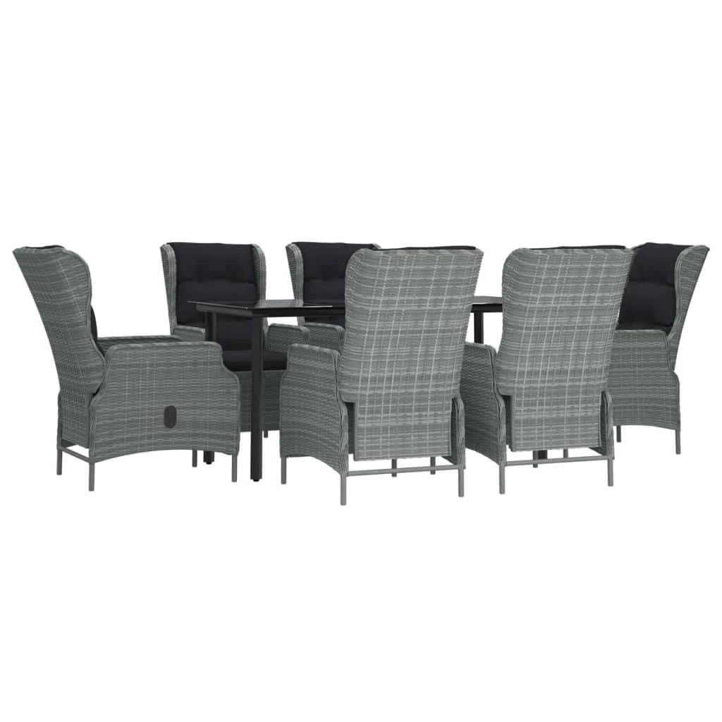 Set da pranzo da esterno 7 pezzi vimini intrecciato in resina grigio chiaro 02_0014357