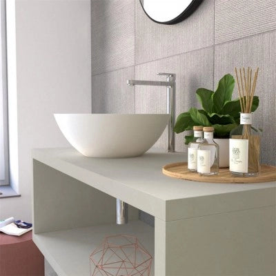 Mensolone bagno 60 cm grigio chiaro con vano a giorno per lavabo da appoggio Master