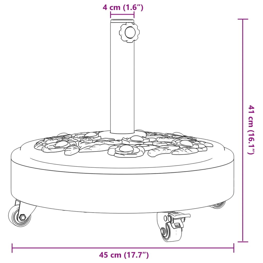 Base per Ombrellone con Ruote per Pali ?38/48 mm 27 kg Rotonda CFW7198810