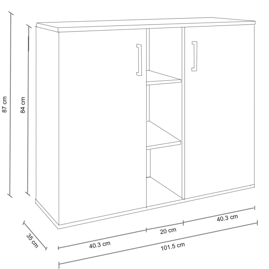 Mobile ingresso con 2 ante e 3 mensole di colore Bianco e Rovere chiaro mod. Franck