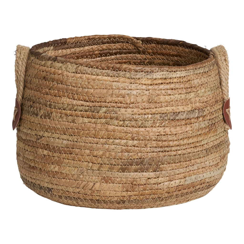 Set di 2 Cesti Portaoggetti Aosta, Marrone, Foglie di Banano, 30,5x30,5x21,5 cm