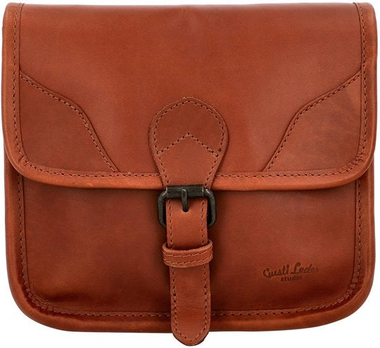 Borsa da ciclismo in pelle con chiusura magnetica vintage marrone con tasca posteriore e cinturino da spalla inclusa