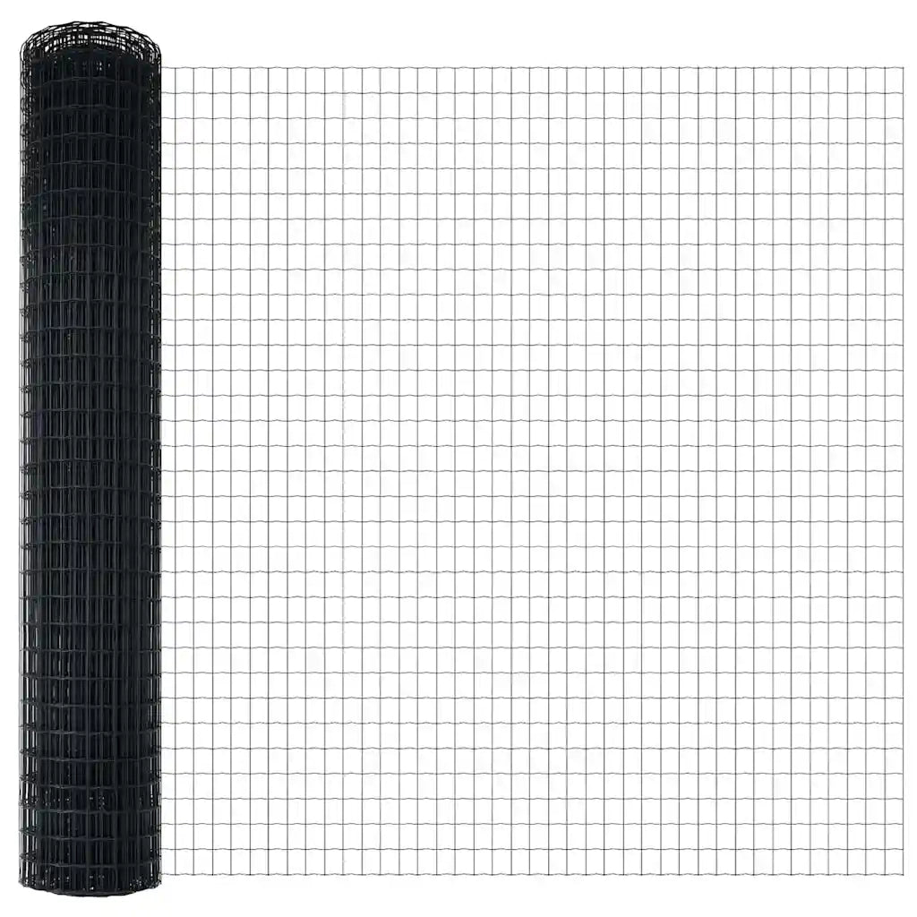 Recinzione con Posto Grigio 1,6 x 10 m Acciaio e PVC