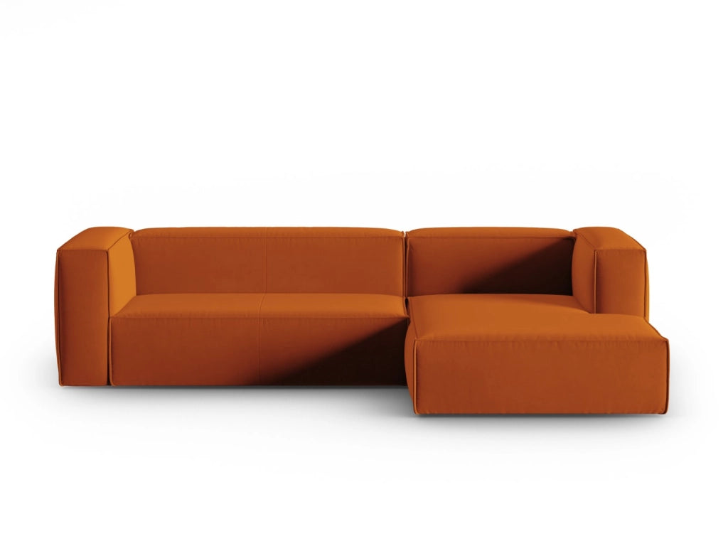 Cosmopolitan Design - Divano angolare destro "Mackay" 4 posti in velluto terracotta 