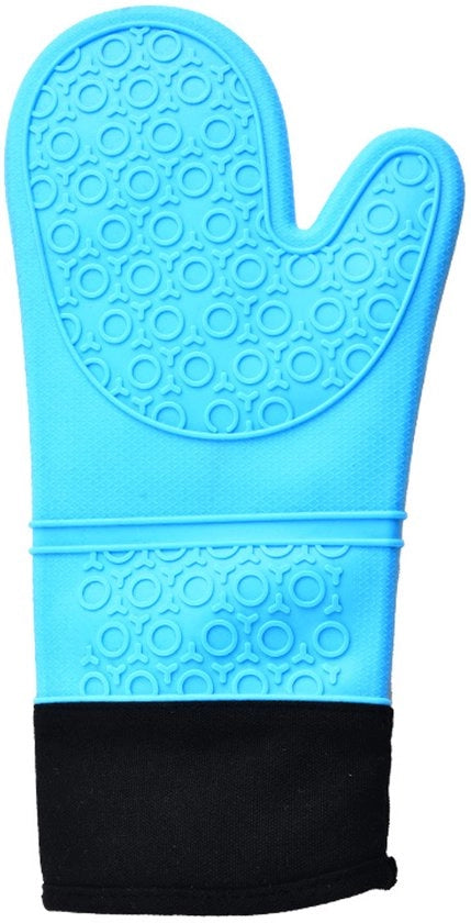 Manopole blu per uso magnetron, siliconizzato, resistente al forno, isolanti termici, anti-scottatura, spessi, imbottiti in cotone, impermeabili all'acqua, resistenti a temperature elevate, adatte per la cottura a casa, prevenzione ustioni alle mani.