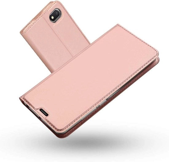 Portafoglio Premium in Pelle PU con Chiusura a Scatto per Xiaomi Redmi 6A - Rose d'Oro - Copertura Protettiva con Stand, Guscio Interno in TPU - Protezione Completa del Corpo