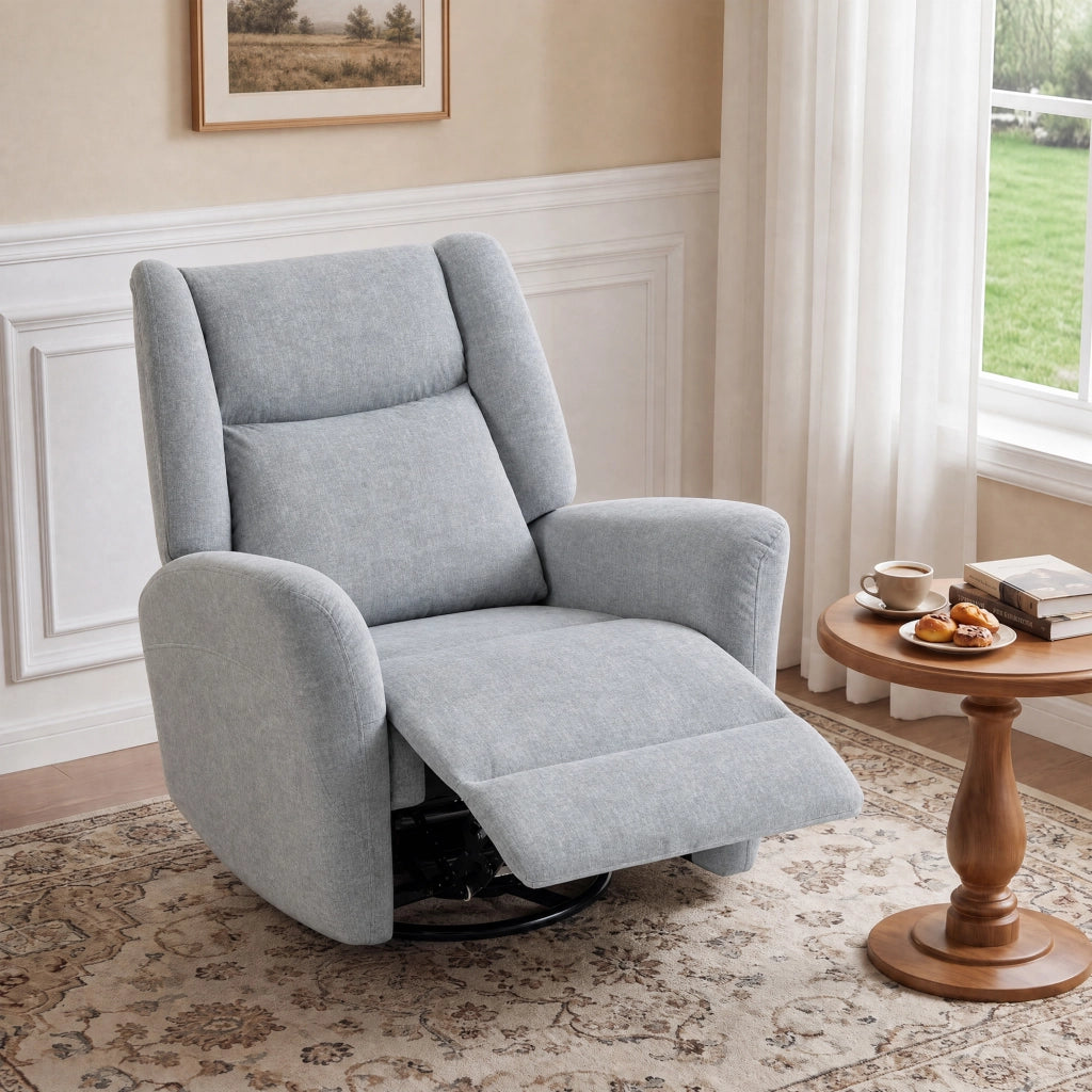 Poltrona Relax Girevole con Funzione Letto ¨C zephmum ¨C Tessuto Grigio Chiaro