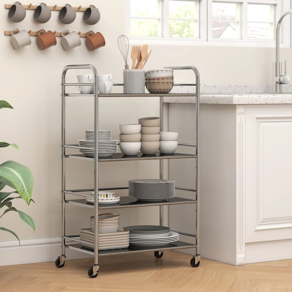 Tavolino con ripiani regolabili ¨C zephmum ¨C acciaio inox 60x35x100 cm