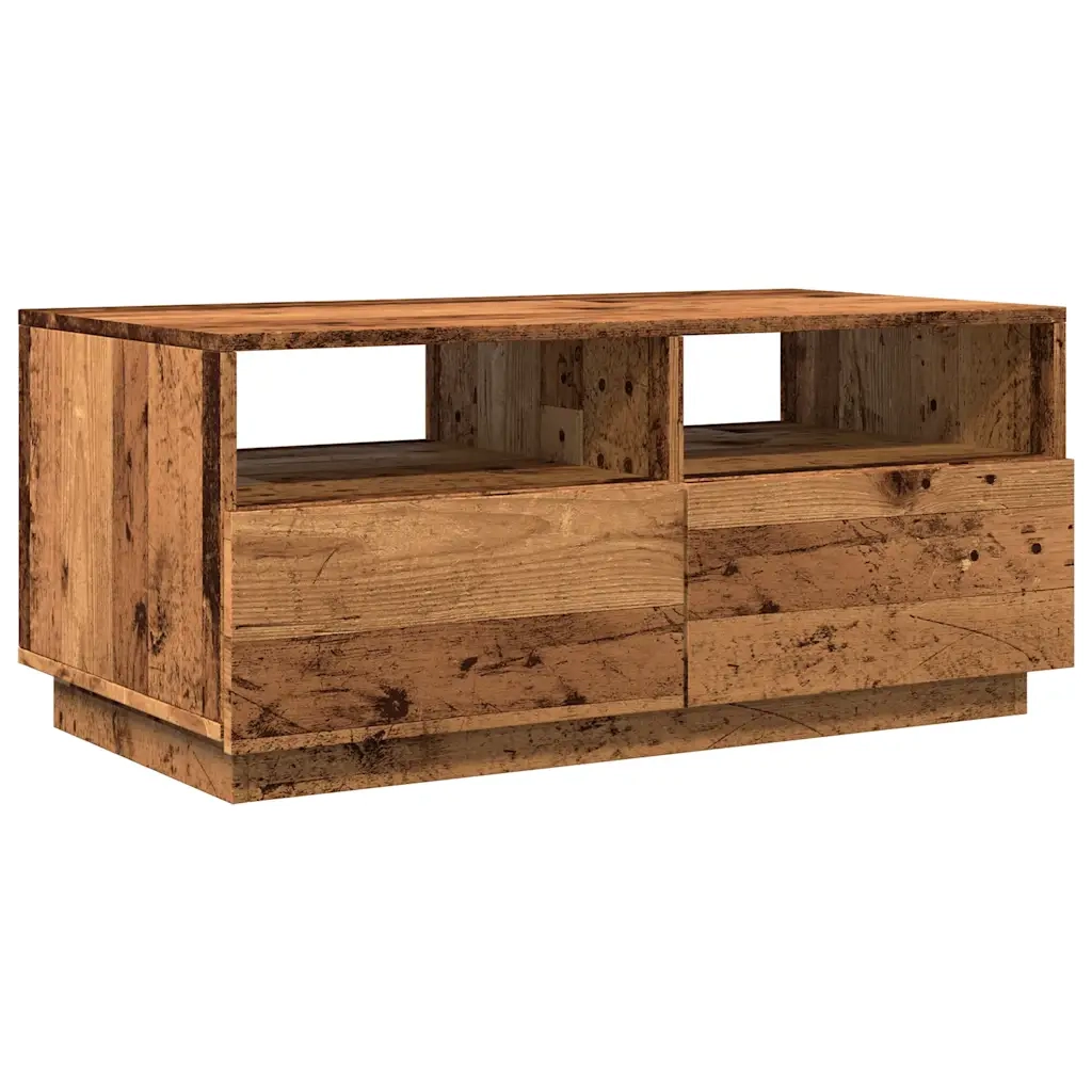 Tavolino da Salotto con Luci LED Legno Antico 90x49x40 cm 857710