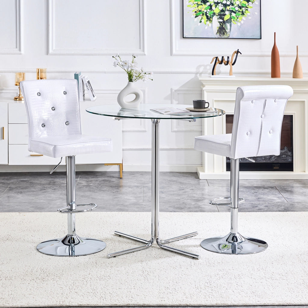 Sedie da Pranzo Vintage in Similpelle Bianca con Design Cristallo ¨C MINIMAL ¨C Set 2 Pezzi