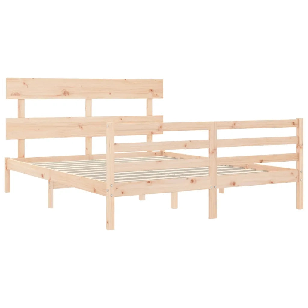 Giroletto con Testiera-Struttura Letto con testiera King Size in Legno Massello 825322