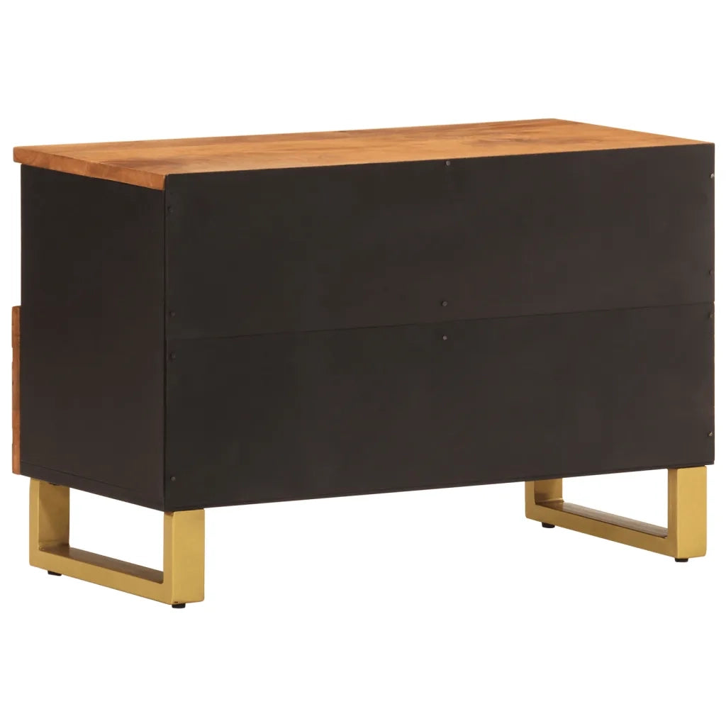Mobile Porta TV-Mobile per TV-Credenza TV Marrone e Nero 70x33,5x46 cm in Legno di Mango