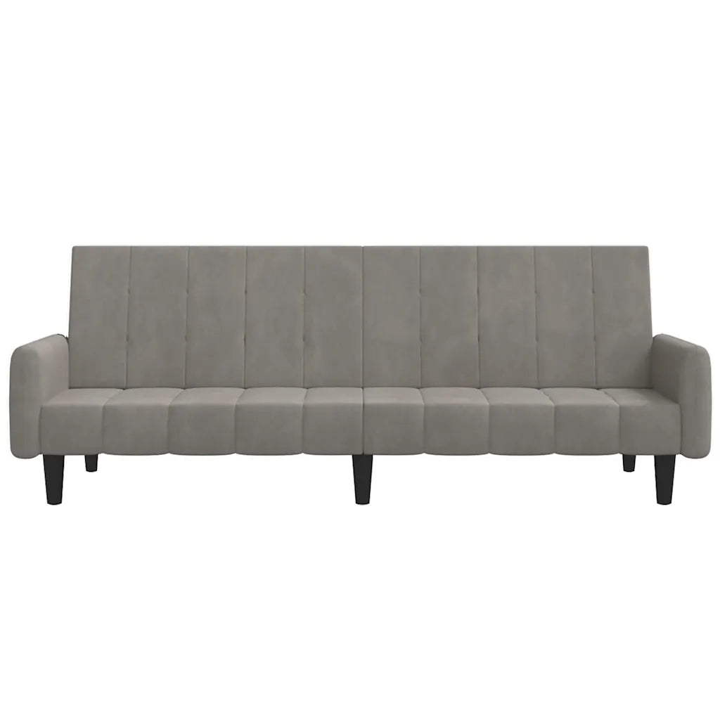 Divano Letto a 2 Posti Grigio Chiaro in Velluto 375774