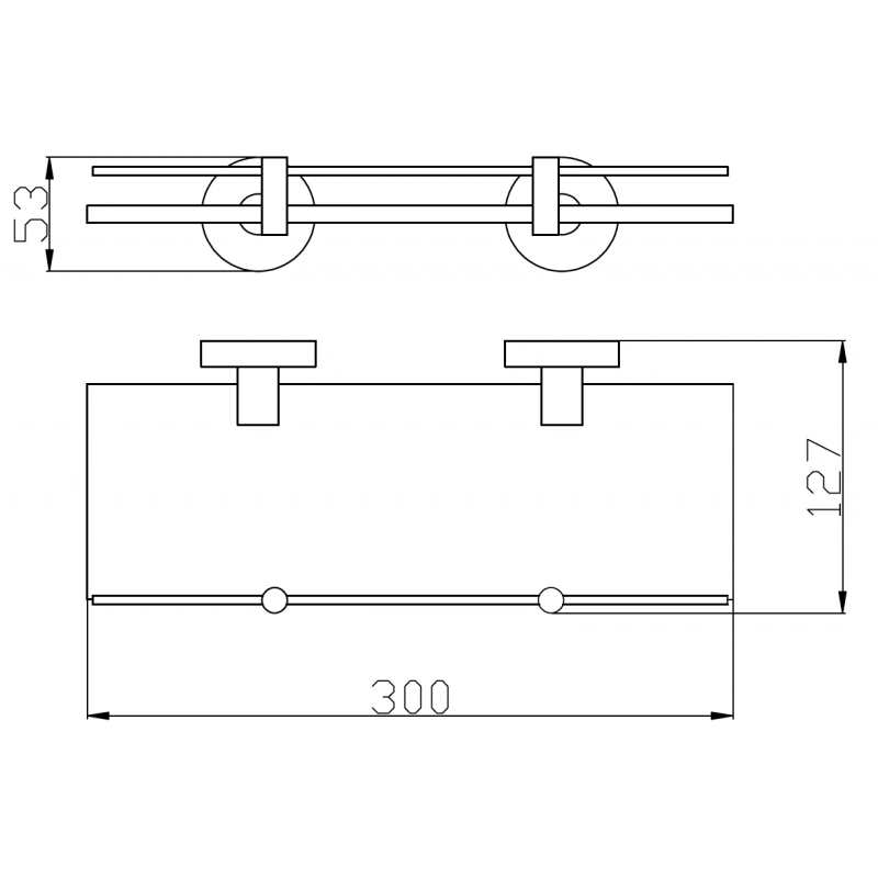 Mensola doccia a parete COLORADO con saliscendi in ottone dorato 30 cm
