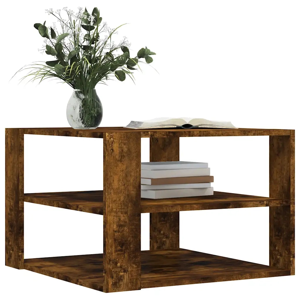 Tavolino Salotto Rovere Fumo 58x58x40 cm Legno Multistrato 834254