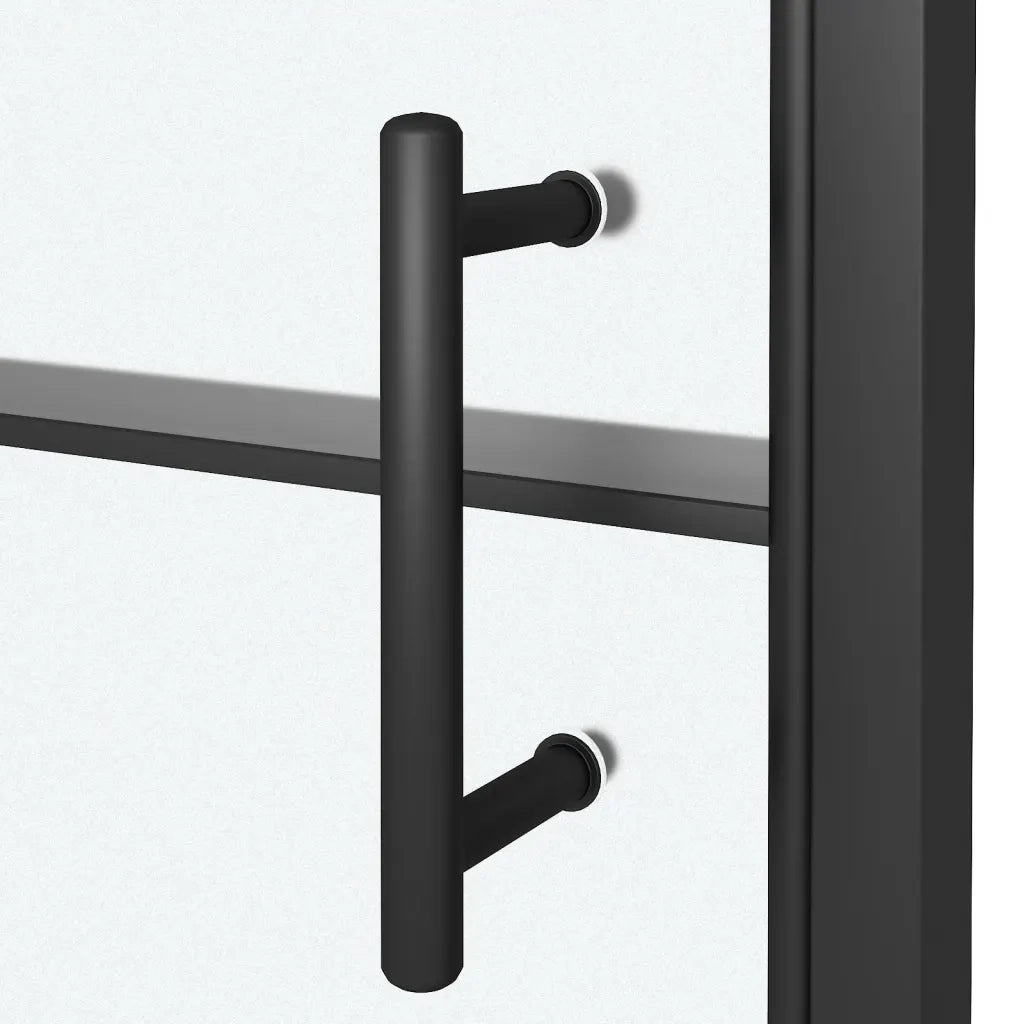Parete Doccia 91x195 cm Vetro Temperato Semi Smerigliato Nero 151866