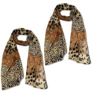 Sciarpa Donna Elegante Lunga Tela - 2 Pezzi - Disegno Leopardo - Chiffon - 50 x 160 cm - Accessori di Abbigliamento Donna - Sciarpa Donna