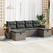 Set Divano da Giardino 6 pz con Cuscini Grigio in Polyrattan 3326001