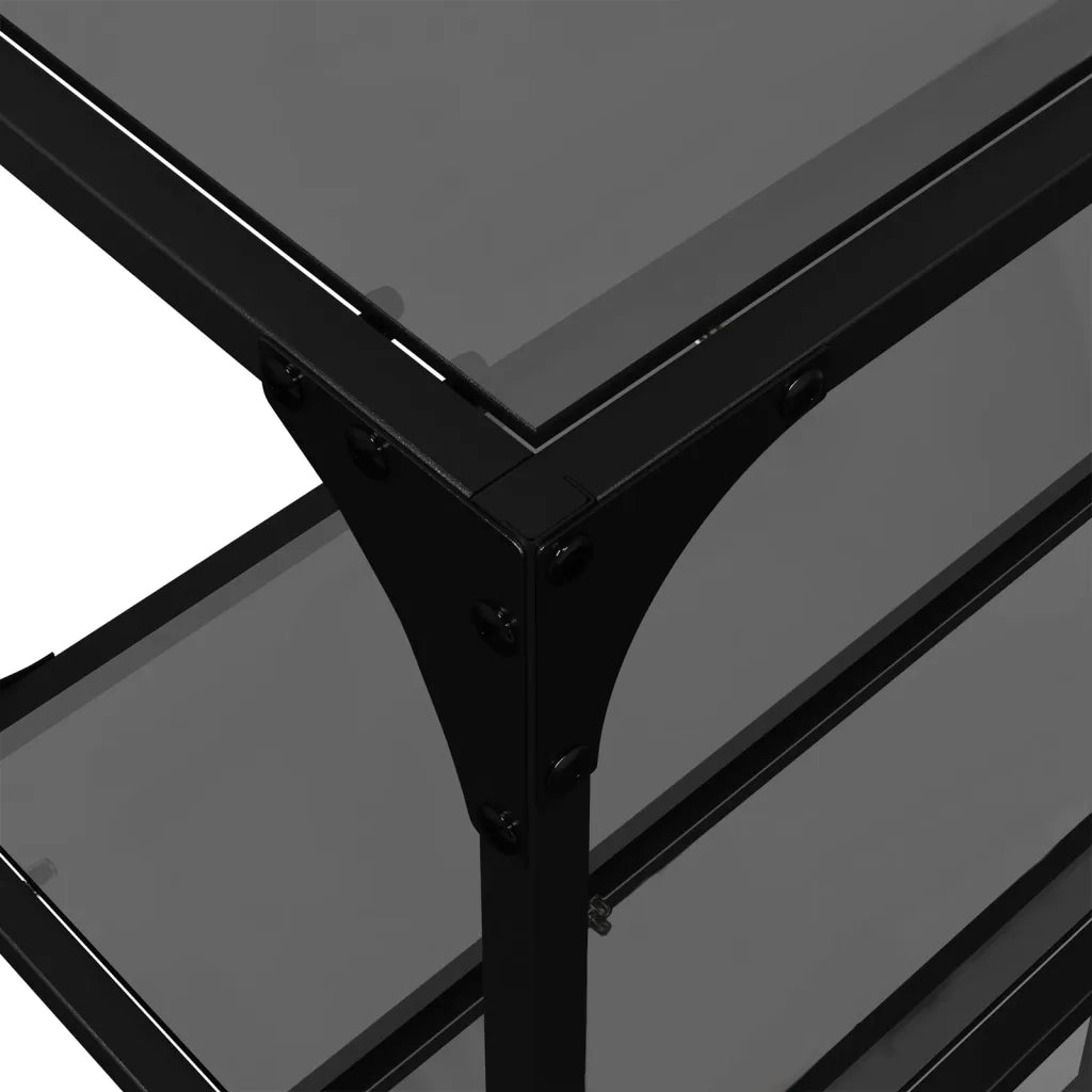 vidaXL Tavolino Consolle con Piano in Vetro Nero 194,5x30x81cm Acciaio